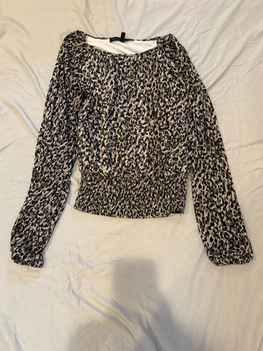 White House Black Market Off Shoulder Leopard Print Top Size S